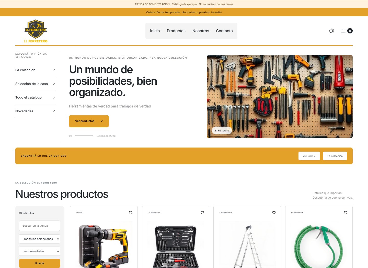 Captura real del tema Marketplace