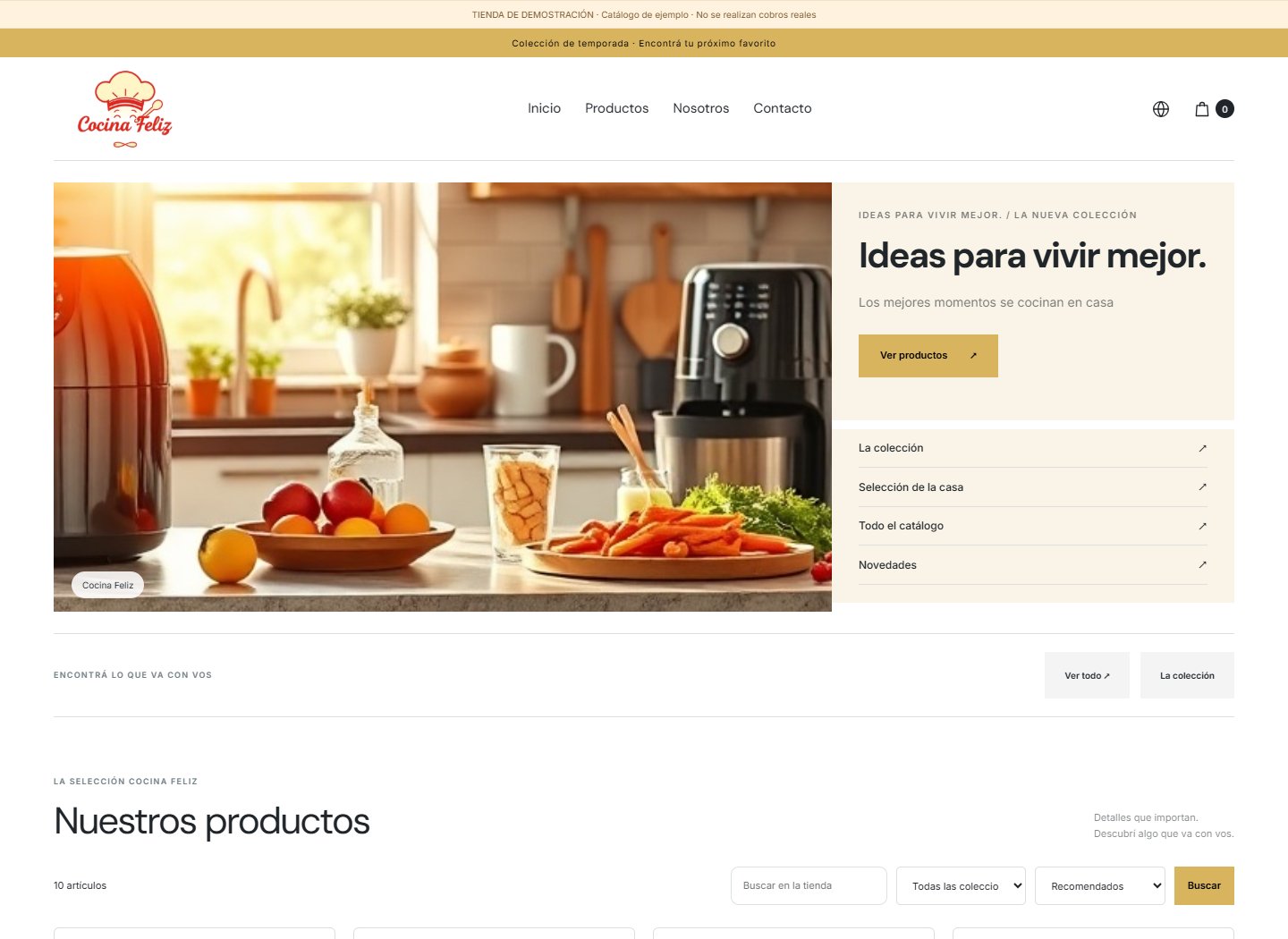 Captura real del tema Hogar Nórdico