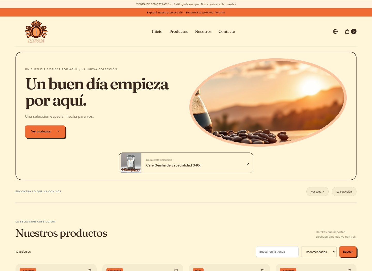 Captura real del tema Sabores