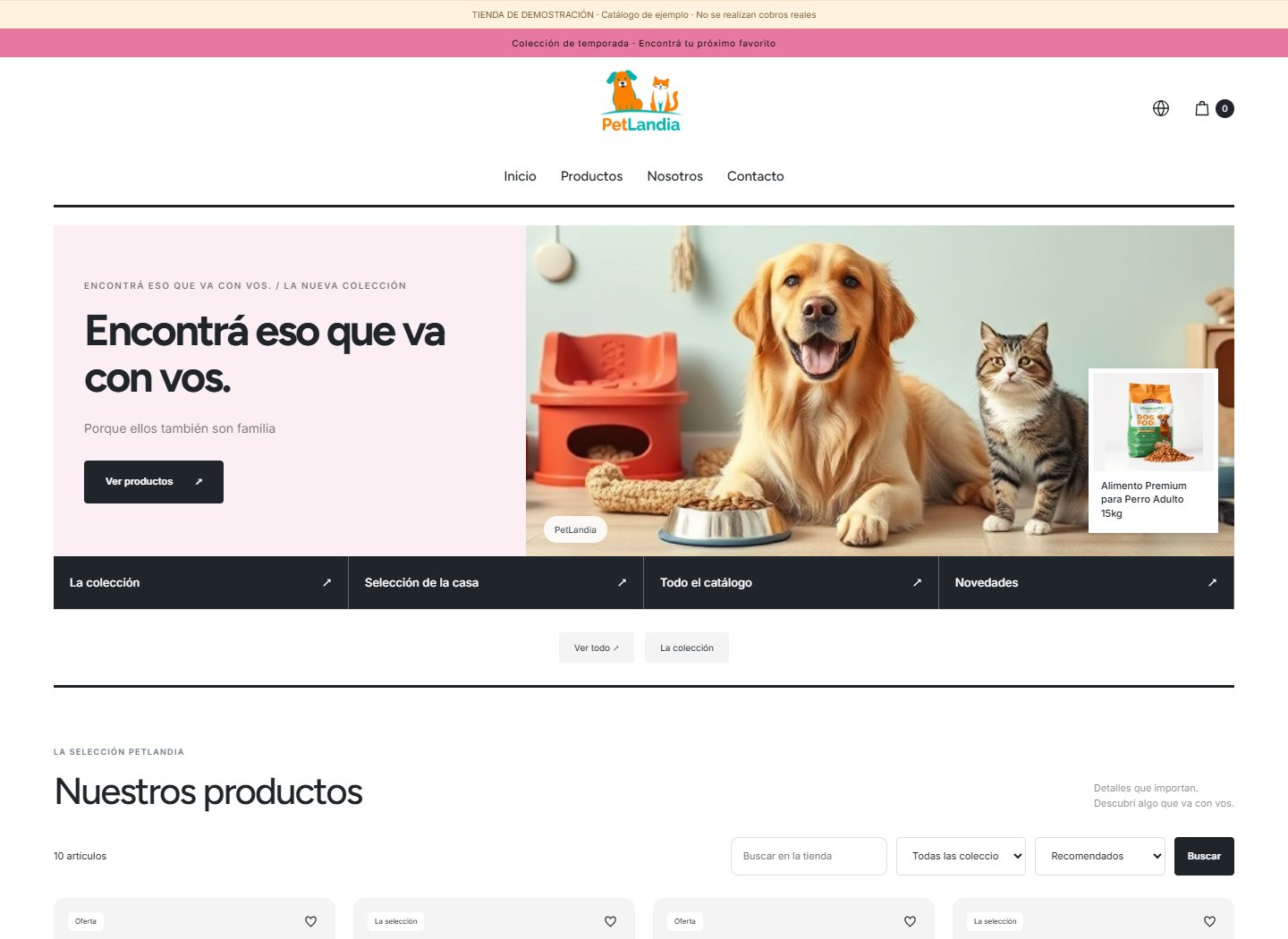 Captura real del tema Vitrina