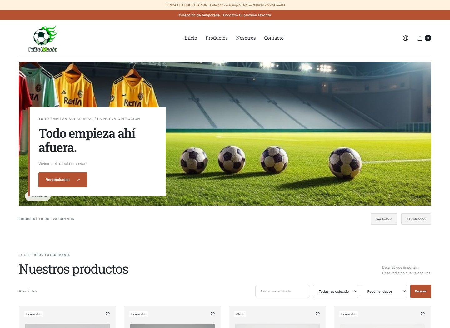 Captura real del tema Sendero